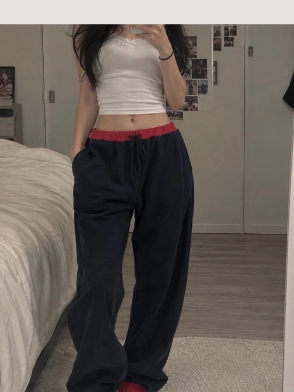 KENZO Navy Track Joggers with Yellow Pocket and Red Trim - Picture 3 of 4